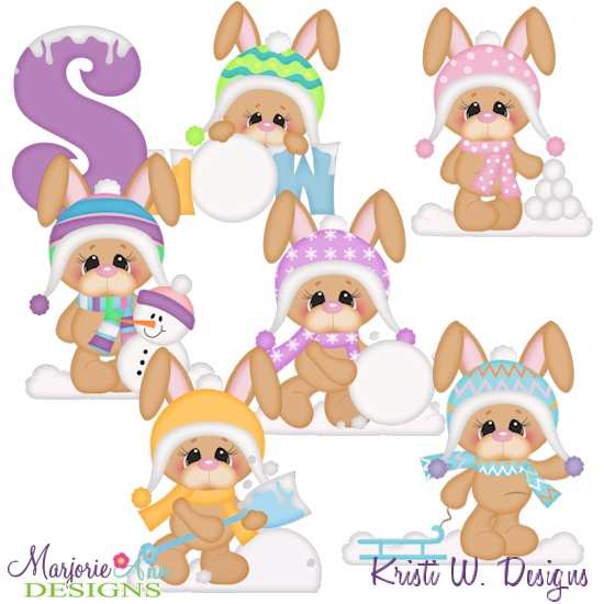 Snow Bunny Winter Fun SVG Cutting Files Includes Clipart - Click Image to Close